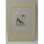 Eric Gill "Reclining & Rising" wood engraving, signed 10 of 10, 22cm x 17cm, mounted