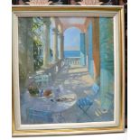 Jane Corsellis, NEAC, RWS, RWA (1940-) - 'Toward the Sea, Villa Maria Serena, Menton', oil on canvas