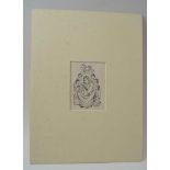 Eric Gill, "Madonna & Child", wood engraving, 10cm x 7cm, mounted