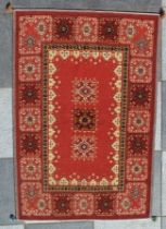 A Qashqai Soumak rug, red ground and deep bordered, 1.8m x 1.2m