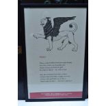 Framed Felix Dennis 'Adieu' poem, 68cm x 42cm, in ebonised frame