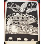 An "Oz" Australian cover poster, "Turn on - tune-in Drop Dead", pencil inscribed, including Richard