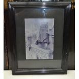 "New York City View" print, 23cm x 16cm, framed, inscribed "to Felix from Lloyd Goldsmith"