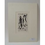 Eric Gill "Clothing - figures in a landscape" wood engraving, signed, no.23 of 25 13cm x 7cm, mounte
