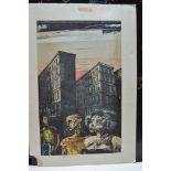 A late 20th century collage "City Life", 63cm x 39cm, unframed