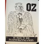 An "Oz" Australian cover poster "Oz talks to God", pencil inscribed, including Richard Neville, and