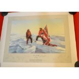 After Robert Taylor, two unframed prints "Mr Benjamin Bowring Ship" and "Raising the Flag" 100cm x 6