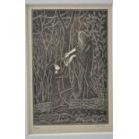 Eric Gill, "Death and the Lady", wood engraving, signed by the artist, no. 16 f 25, 130cm x 85cm, mo