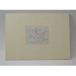 Eric Gill "Running man & Deer" wood engraving, signed no. 8 of 25, 7.5cm x 9.5cm, mounted