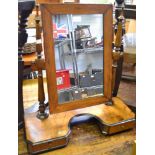 An ebony and walnut table top mirror & drawers