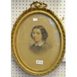 A 19th century pastel portrait in an oval gilt frame