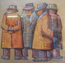 V Valacchi, a pastel drawing of four be-hatted Gentleman