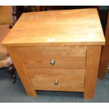 A modern oak two drawer chest