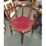 Edwardian oak corner chair with seat pad