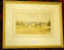 William Wells Quatremain a watercolour of Willersey signed and dated 1897