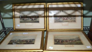 Four 19th century coloured engravings of horse racing glazed and framed