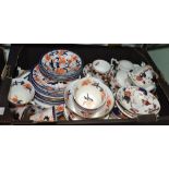 A box of mainly Coalport Imari style tea and dinner wares