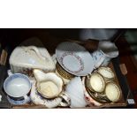 A box of porcelain to include a Sevres cheese dish