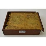 A Victorian mahogany boxed wooden jigsaw of a world map, retailed by WH Cremer Jnr. The European Toy