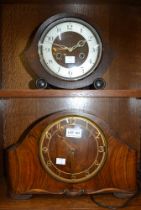 Two art deco wooden cased mantle clocks