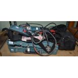 A mixed lot of corded electric builders tools including Makita