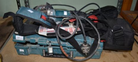 A mixed lot of corded electric builders tools including Makita