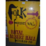 A 1965 Folk Festival poster, at The Royal Albert Hall, 70cm x 50cm, in glazed clip frame, together w
