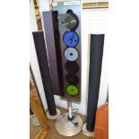 Floor standing Bang & Olufsen six disc CD player with a pair of floor standing speakers