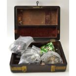 A 19th century brass banded rosewood jewellery box, includes various items of costume jewellery, inc