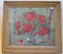 Teressa Clarke, oil on canvas floral still life, glazed & framed