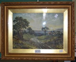 An indistinctly signed oil on canvas rural scene in gilt frame glazed