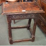 A 1700's oak joint stool