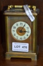 A brass carriage clock circa 1900 possibly by Armand Couaillet