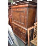 A Continental 19th century bureau, fall reveals, fitted interior on bracket feet