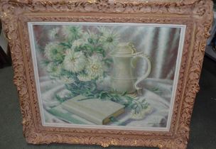 "Teressa Clarke" Still life of flowers oil on canvas bearing Bonham's lot number