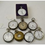 A collection of silver & other cased pocket watches, includes a silver pocket watch, name to the dia