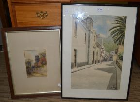 Two original watercolour paintings one signed "Diaz"