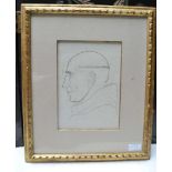 Eric Gill (1882-1940), engraving, 'Monk' head in profile, gilt framed, 25cm x 18cm