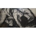 Charcoal mail torso life study 58 x 82 cm signature obscured
