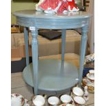 Blue finished circular two tier table