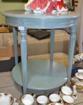 Blue finished circular two tier table