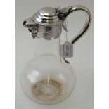 Mappin Brothers, a Victorian silver mounted claret jug, the rim with Bacchus mask spout, plain glass