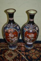 A pair of Chinese cloisonné vases with floral decoration a/f