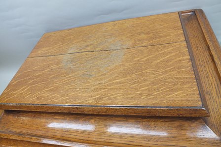 A Victorian oak Gothic Revival cellarette, having cavetto moulded caddy top, the front and sides mou - Image 9 of 12