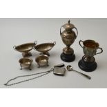 Atkin Brothers, a pair of Victorian silver salts of eliptical urn form, Sheffield 1892, together wit