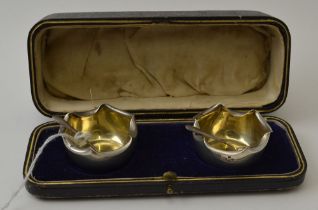 Jonathan Wilson Hukin, and John Thomas Heath, a pair of Victorian silver salts, London 1885, togethe