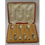 A set of six 18th century silver teaspoons, with leaf form bowls, and spiral twist handles, weight: