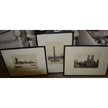 Turnbull, three engravings of London, signed in pencil, framed