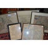 Five hand coloured Antique maps