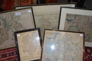 Five hand coloured Antique maps